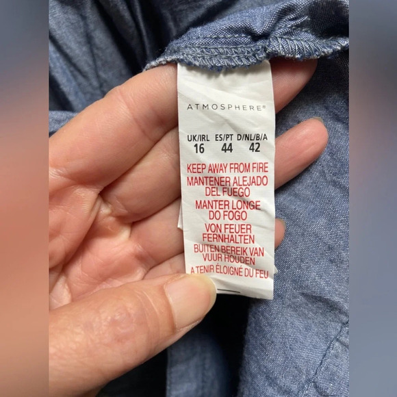 Atmosphere cotton collar shirt dress pleated skirt UK Sz 16 - Picture 8 of 12